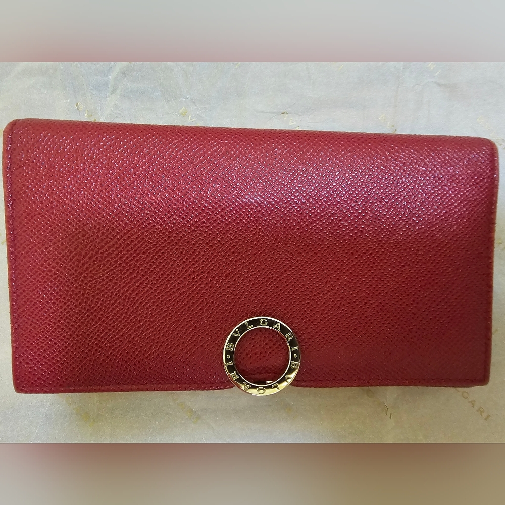 โค๏ธ๐HOST PICK๐โค๏ธBVLGARI B ZERO 1 Circle Logo Long Wallet Ruby - Picture 3 of 17